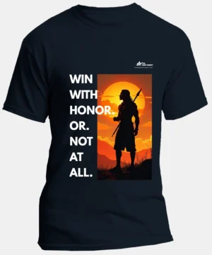 Win with honor or not at all Regular Cotton Tshirt Navy Blue
